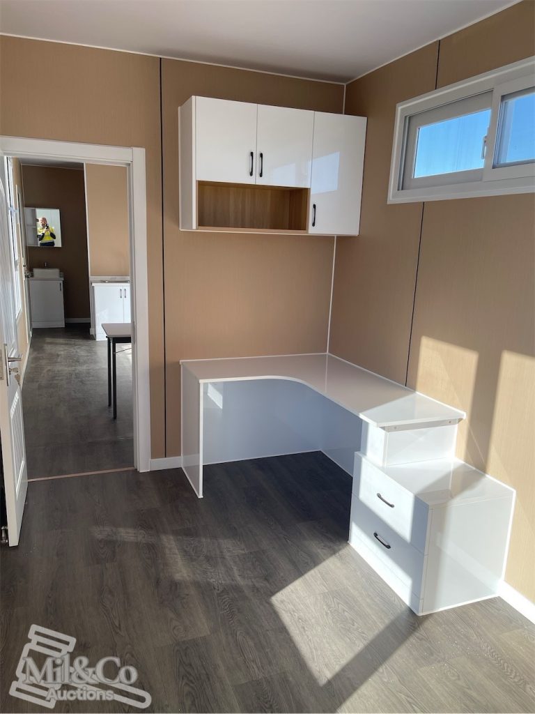 40ft Deluxe Accommodation Container Modules interior bedroom desk corner