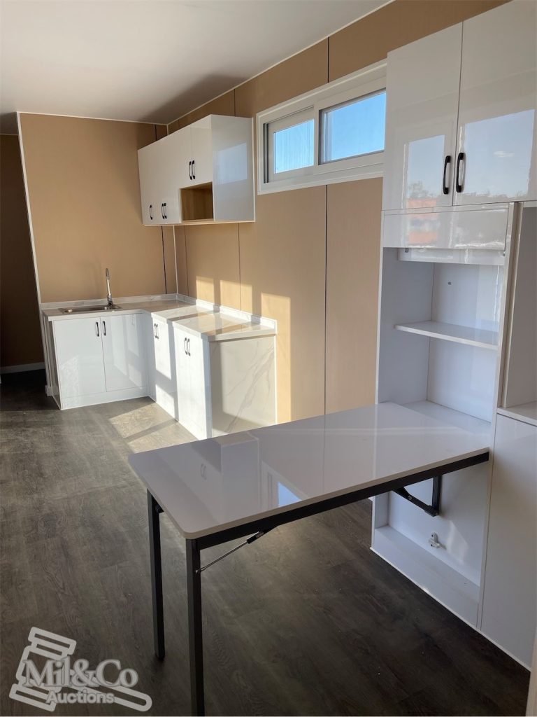 40ft Deluxe Accommodation Container Modules interior kitchen and dining area