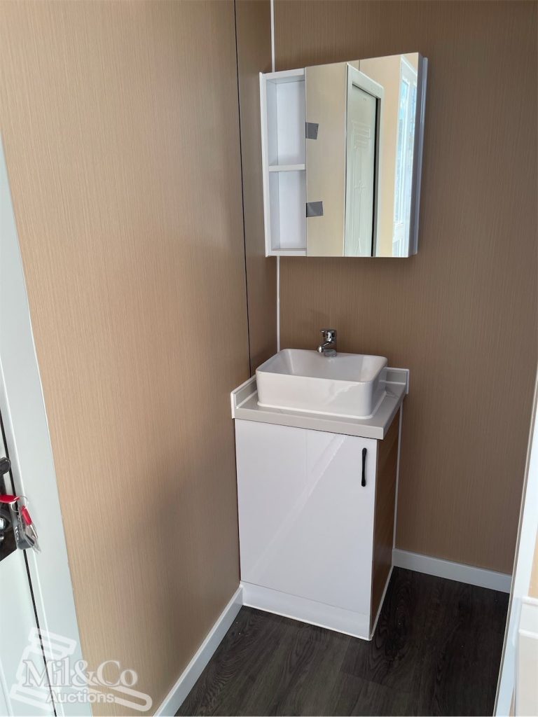 40ft Deluxe Accommodation Container Modules bathroom vanity and cupboard
