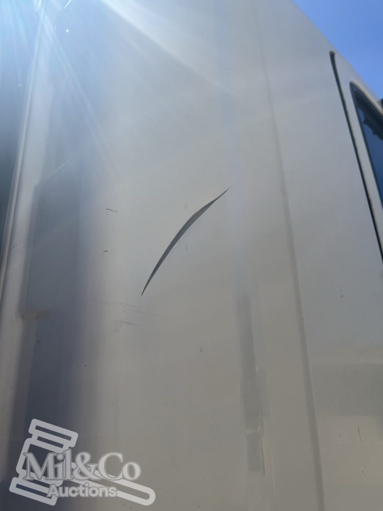 2012 Isuzu FVZ 1000 Tray Back Truck with Hiab dent in right side of cab