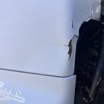 2004 Hino 500 FD Fridge Truck dent to rear passenger side of cab