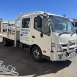 2015 Hino 300 717 Crew Cab Tray Back Truck exterior front drivers side corner