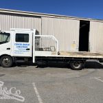 2015 Hino 300 717 Crew Cab Tray Back Truck exterior passenger side