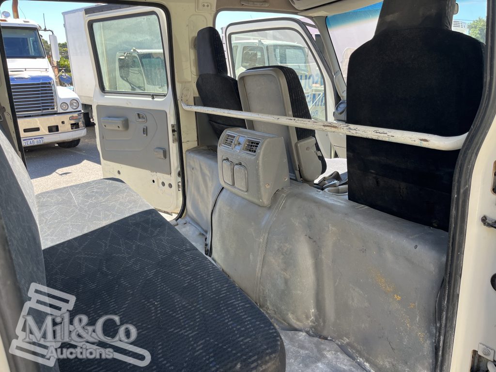 2015 Hino 300 717 Crew Cab Tray Back Truck interior back seat from drivers side