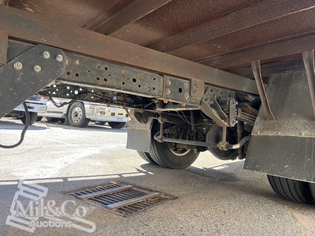 2015 Hino 300 717 Crew Cab Tray Back Truck chassis from drivers side