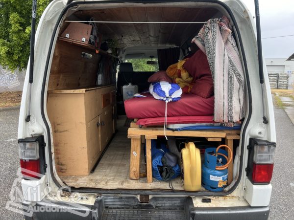 2003 Mazda E2000H Camper Van rear of camper with bed up