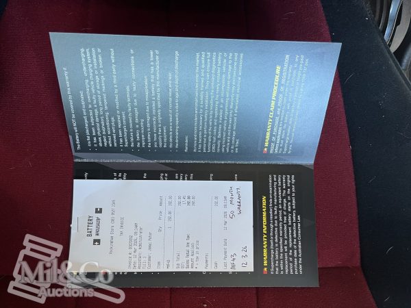 1977 Holden Gemini SL Sedan replacement battery receipt