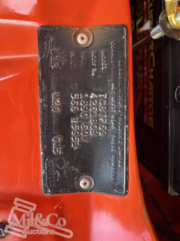 1977 Holden Gemini SL Sedan vehicle identification plate