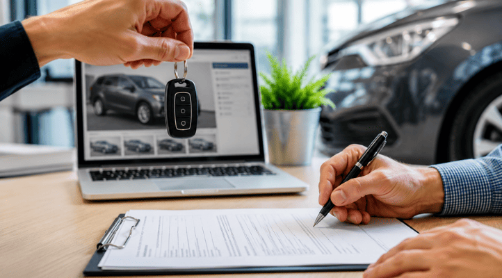 man giving required documents to sell car in australia